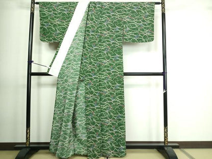 平和屋着物▽小紋　単衣　芝文　洗える着物　DAAV9611sf