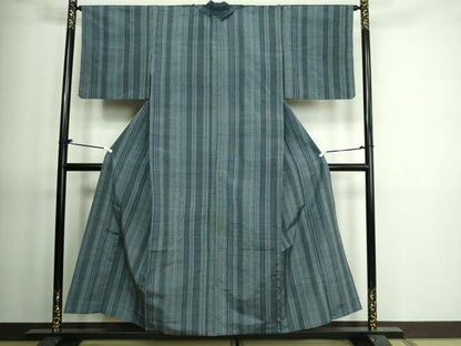 平和屋着物▽上質な紬 単衣 間道 正絹 逸品 DAAV9612sf