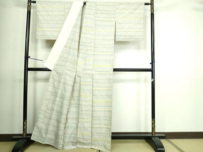 平和屋着物▽上質な紬　単衣　亀甲文　正絹　逸品　DAAV9613sf