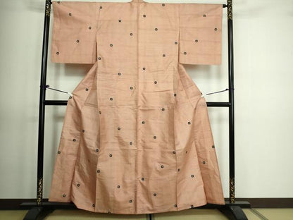 平和屋着物▽上質な紬　単衣　抽象文様　正絹　逸品　DAAV9614sf