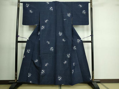 平和屋着物▽上質な紬 単衣 草花文 正絹 逸品 DAAV9615sf