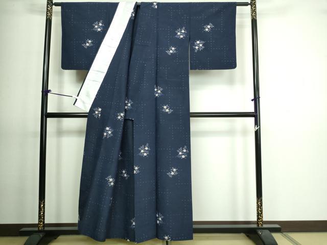 平和屋着物▽上質な紬 単衣 草花文 正絹 逸品 DAAV9615sf