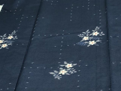 平和屋着物▽上質な紬 単衣 草花文 正絹 逸品 DAAV9615sf
