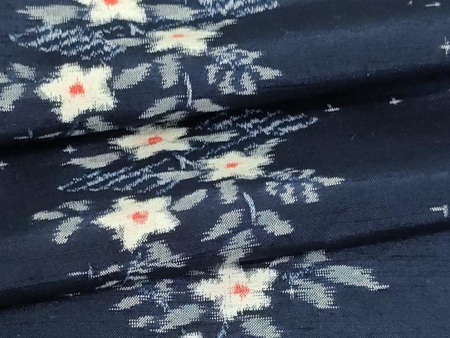 平和屋着物▽上質な紬 単衣 草花文 正絹 逸品 DAAV9615sf