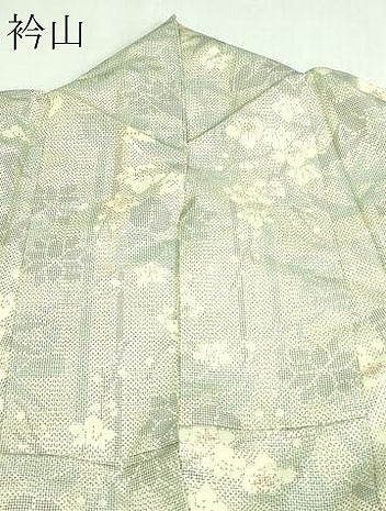 平和屋着物▽上質な紬　単衣　笹竹花文　正絹　逸品　DAAV9617sf