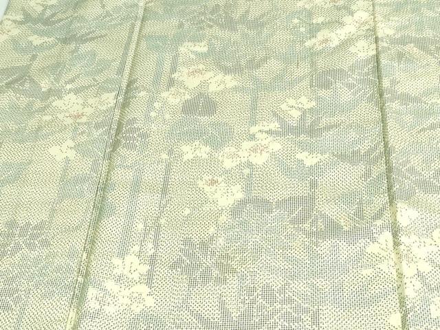 平和屋着物▽上質な紬　単衣　笹竹花文　正絹　逸品　DAAV9617sf