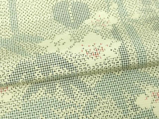 平和屋着物▽上質な紬　単衣　笹竹花文　正絹　逸品　DAAV9617sf