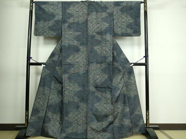 平和屋着物▽上質な紬 単衣 変わり縞 正絹 逸品 DAAV9618sf
