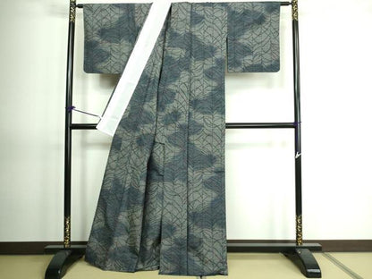 平和屋着物▽上質な紬 単衣 変わり縞 正絹 逸品 DAAV9618sf