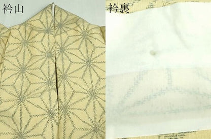 平和屋着物▽上質な紬 単衣 麻の葉文様 正絹 逸品 DAAV9621sf