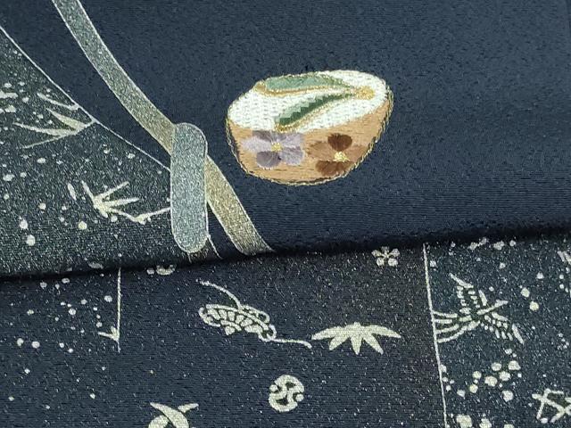 平和屋着物▽訪問着　単衣　刺繍　宝尽くし草花文　金彩　正絹　逸品　DAAV9624sf