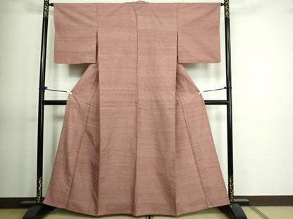 平和屋着物▽結城紬 単衣 退紅色 正絹 逸品 DAAV9626sf