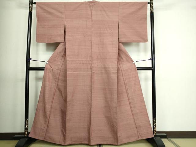 平和屋着物▽結城紬 単衣 退紅色 正絹 逸品 DAAV9626sf