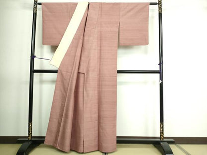 平和屋着物▽結城紬 単衣 退紅色 正絹 逸品 DAAV9626sf