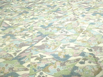 平和屋着物▽小千谷紬 単衣 重ね山花文 正絹 逸品 DAAV9628sf