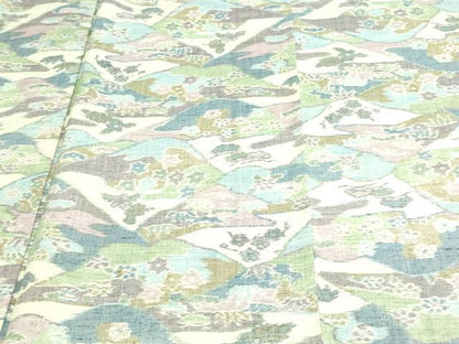 平和屋着物▽小千谷紬 単衣 重ね山花文 正絹 逸品 DAAV9628sf