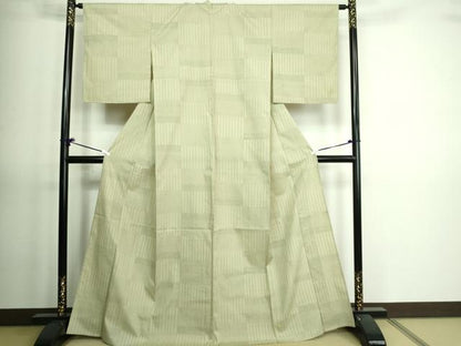 平和屋着物▽上質な紬 単衣 横段文 正絹 逸品 DAAV9631sf