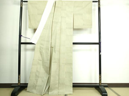 平和屋着物▽上質な紬 単衣 横段文 正絹 逸品 DAAV9631sf