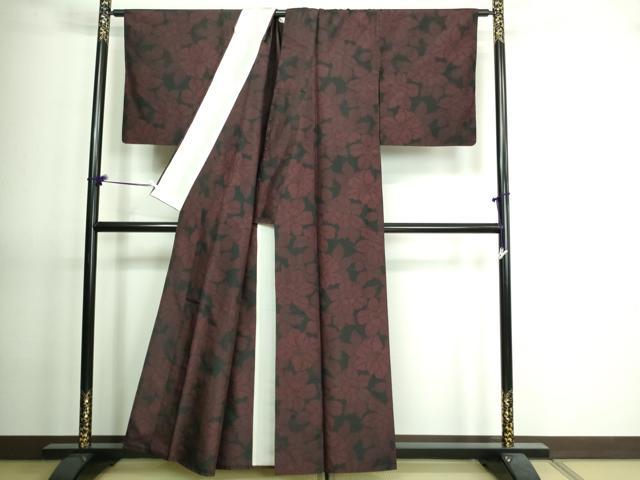 平和屋着物▽本場大島紬　単衣　舞花文　正絹　逸品　DAAV9632sf