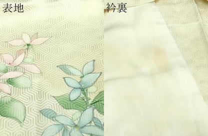 平和屋着物▽訪問着 単衣 手描き 草花文 正絹 逸品 DAAV9635sf