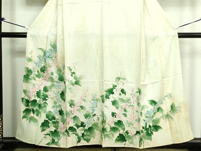 平和屋着物▽訪問着 単衣 手描き 草花文 正絹 逸品 DAAV9635sf