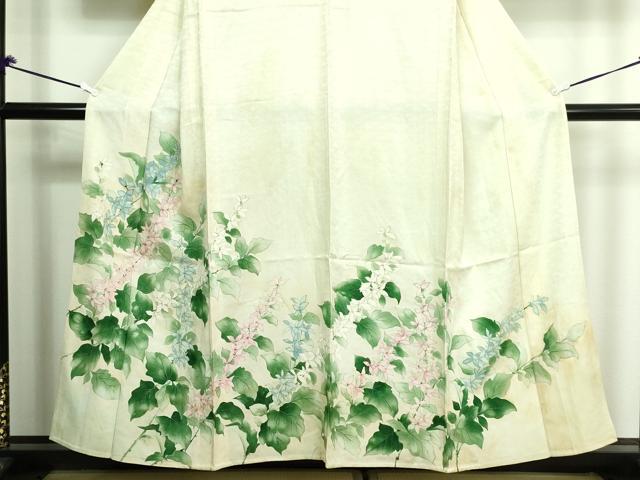 平和屋着物▽訪問着 単衣 手描き 草花文 正絹 逸品 DAAV9635sf