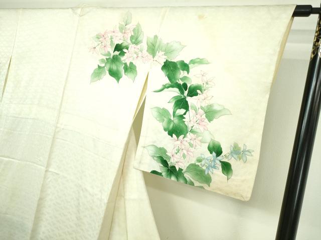 平和屋着物▽訪問着 単衣 手描き 草花文 正絹 逸品 DAAV9635sf