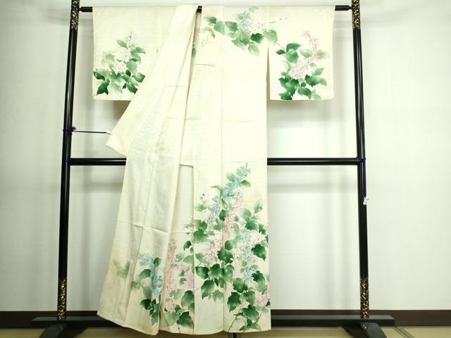 平和屋着物▽訪問着 単衣 手描き 草花文 正絹 逸品 DAAV9635sf