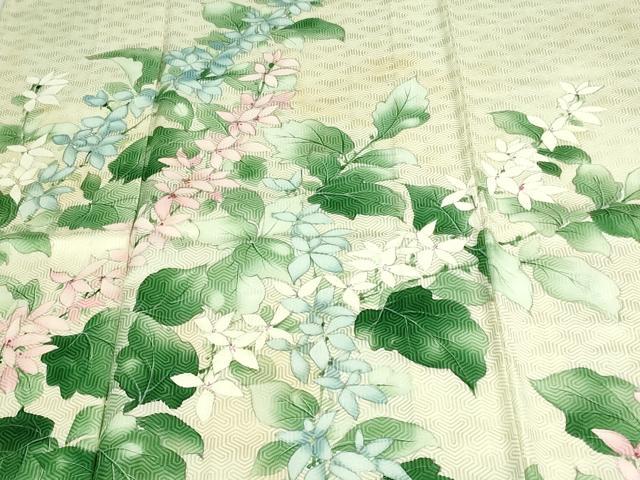 平和屋着物▽訪問着 単衣 手描き 草花文 正絹 逸品 DAAV9635sf