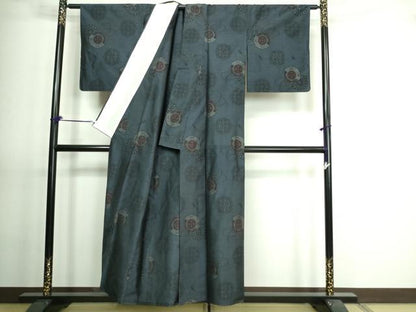 平和屋着物▽本場大島紬 単衣 正倉院花文 正絹 逸品 DAAV9636sf