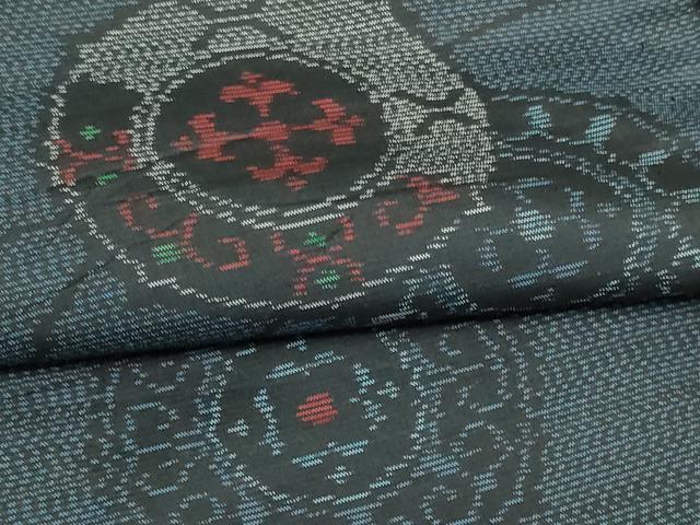 平和屋着物▽本場大島紬 単衣 正倉院花文 正絹 逸品 DAAV9636sf