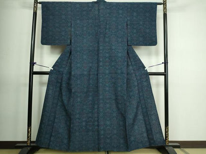 平和屋着物▽上質な紬 単衣 花唐草文 正絹 逸品 DAAV9638sf