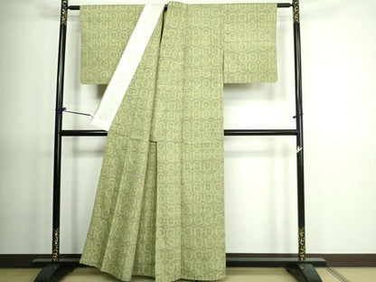 平和屋着物▽上質な紬 単衣 舞花文 正絹 逸品 DAAV9640sf