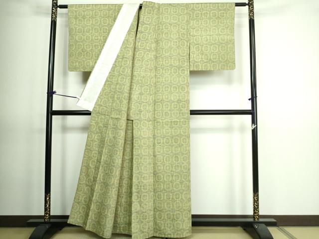 平和屋着物▽上質な紬 単衣 舞花文 正絹 逸品 DAAV9640sf