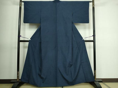 平和屋着物▽上質な紬 単衣 留紺色 正絹 逸品 DAAV9641sf