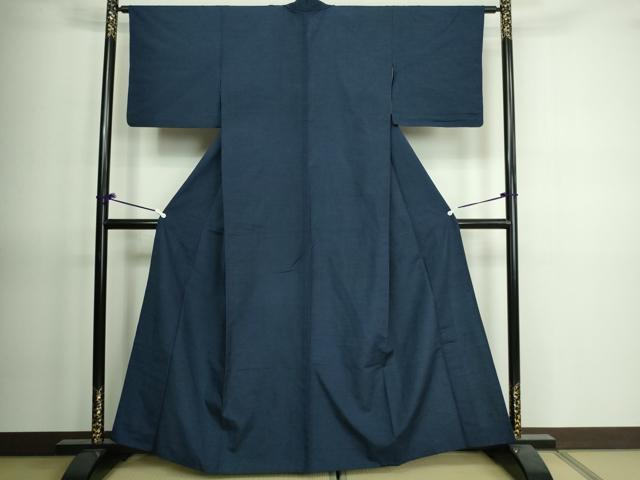 平和屋着物▽上質な紬 単衣 留紺色 正絹 逸品 DAAV9641sf