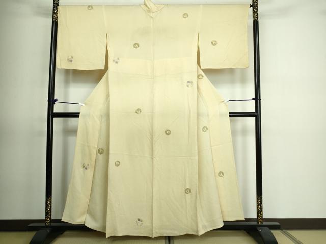 平和屋着物▽染めと織　彩密友禅作家や万本遊幾作　小紋　単衣　刺繍　草花文　正絹　逸品　DAAV9642sf
