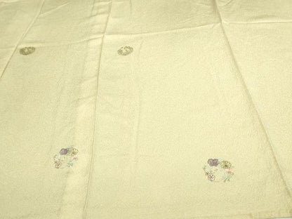 平和屋着物▽染めと織　彩密友禅作家や万本遊幾作　小紋　単衣　刺繍　草花文　正絹　逸品　DAAV9642sf
