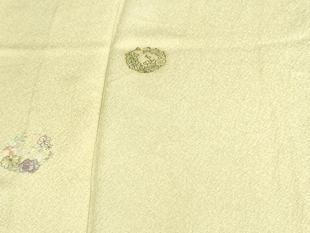 平和屋着物▽染めと織　彩密友禅作家や万本遊幾作　小紋　単衣　刺繍　草花文　正絹　逸品　DAAV9642sf