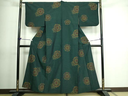 平和屋着物▽上質な紬 単衣 舞花文 正絹 逸品 DAAV9643sf