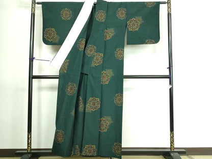 平和屋着物▽上質な紬 単衣 舞花文 正絹 逸品 DAAV9643sf