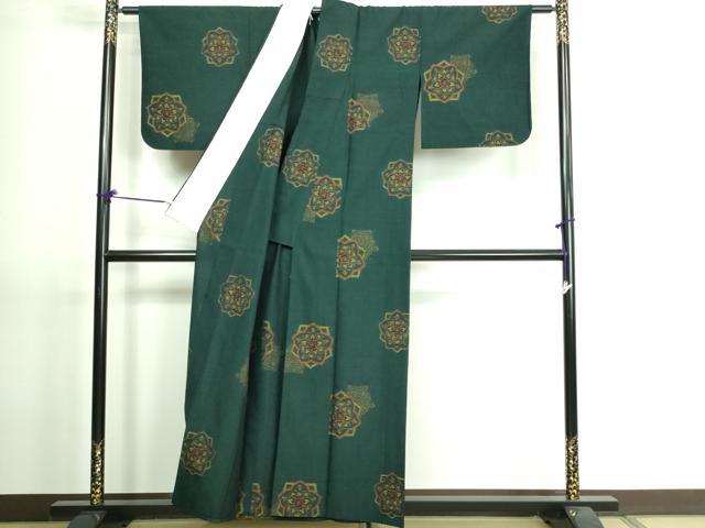 平和屋着物▽上質な紬 単衣 舞花文 正絹 逸品 DAAV9643sf