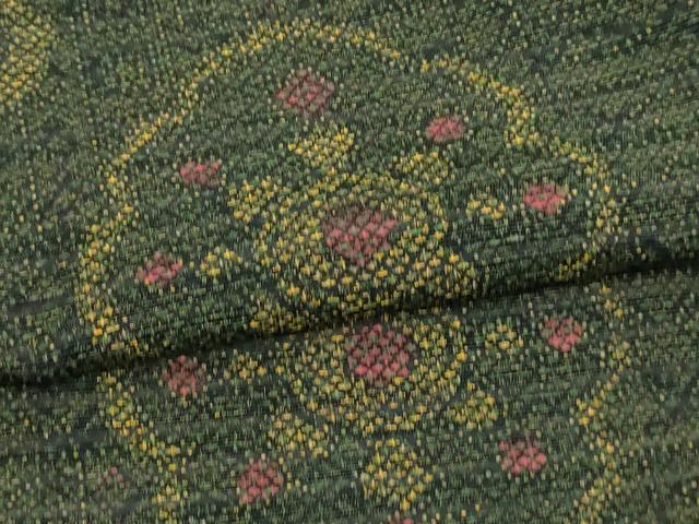 平和屋着物▽上質な紬 単衣 花菱文 正絹 逸品 DAAV9646sf