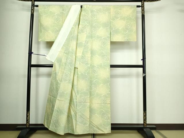 平和屋着物▽上質な紬 単衣 薔薇 正絹 逸品 DAAV9648sf