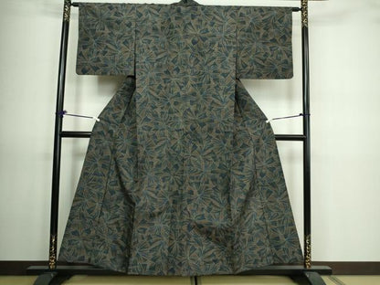 平和屋着物▽上質な紬 単衣 舞花文 正絹 逸品 DAAV9649sf