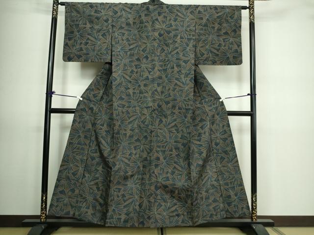 平和屋着物▽上質な紬 単衣 舞花文 正絹 逸品 DAAV9649sf