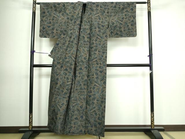 平和屋着物▽上質な紬 単衣 舞花文 正絹 逸品 DAAV9649sf