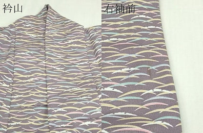 平和屋着物▽小紋 単衣 芝文 洗える着物 DAAV9650sf