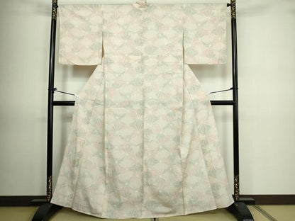 平和屋着物▽本塩沢 単衣 麻の葉文様 正絹 逸品 DAAV9651sf