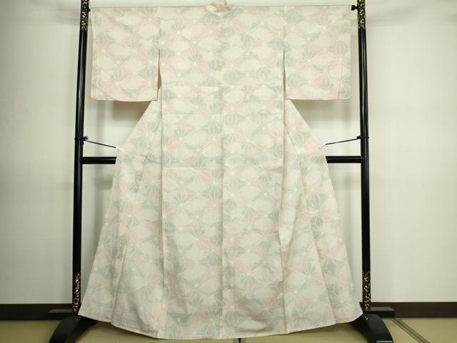 平和屋着物▽本塩沢 単衣 麻の葉文様 正絹 逸品 DAAV9651sf